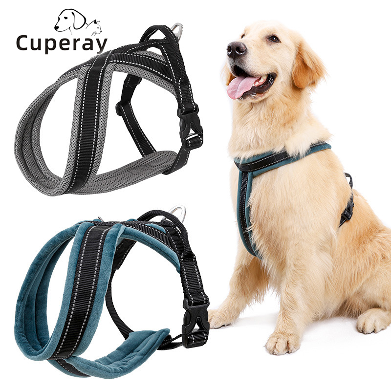Medium & Large Dogs Adjustable Pet Harness Breathable Mesh Comfortable Reflective Dog Harness Explosion-proof Punch Dog Supplies