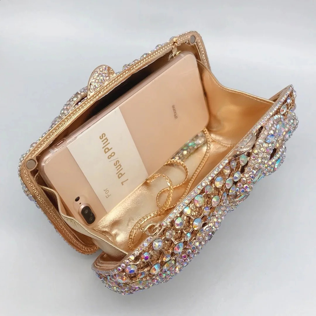 XIYUAN Crystal Women Clutch Purse Fashion Snake Shape AB Rhinestone Diamond Shoulder Handbags Clutches 240926