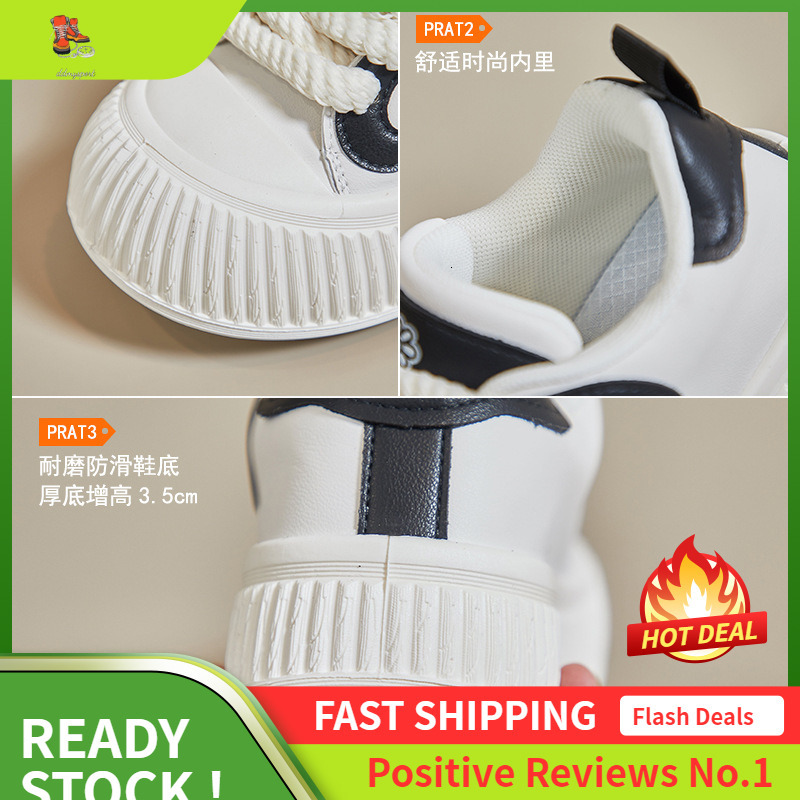 Ddmysports Spring New Korean Edition Little White Women S Instagram Trend Student Sports And Leisure Street Shoot Thick Sole Elevated Board Shoes M OU