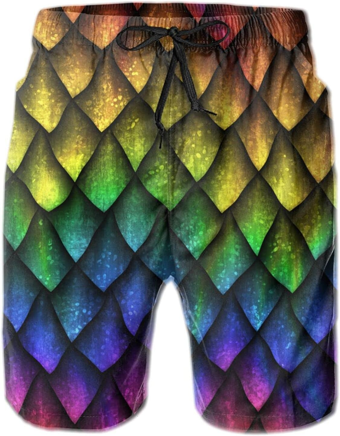 Mens Shorts 3D Printing Pattern Rainbow Dragon Scales Swim Trunks Quick Dry Fashion Beach Board Swimwear