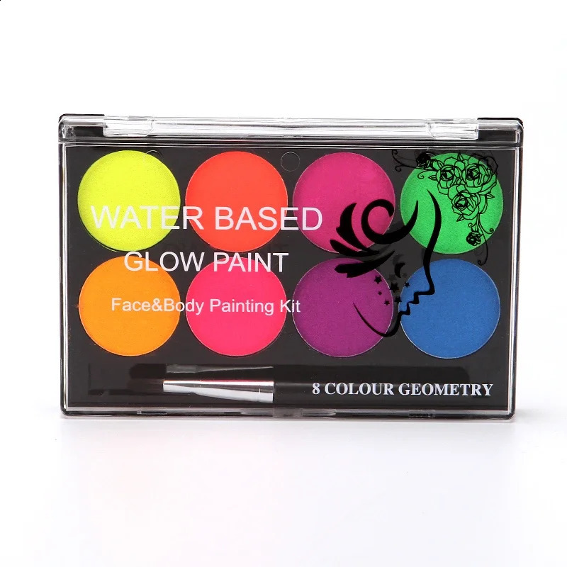 8 colors body art painting UV luminous fluorescence Christmas party fancy dress beauty and makeup tools 240829