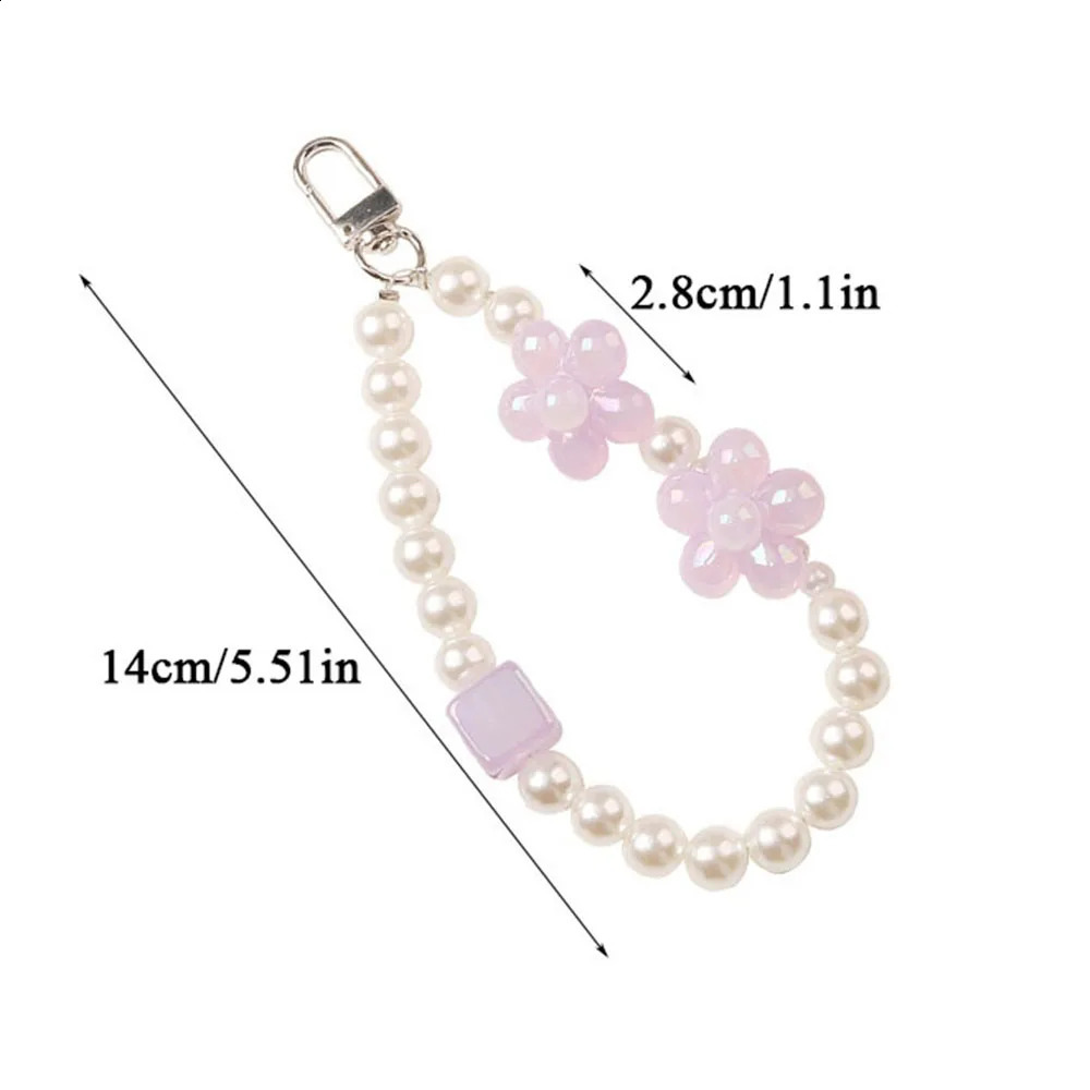 Pearl Keychain Sweet Fashion Ribbon Bowknot Keyring Accessories Metal Buckle Women Bag Charms Gifts Jewelry 240829