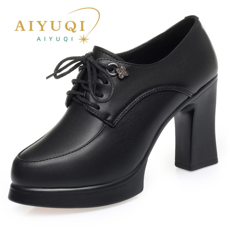 AIYUQI Women's High Heels Platform 2024 New Spring Women Dress Shoes Fashion Lace-up Women's Office Shoes