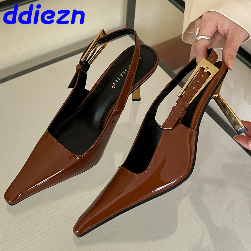 dh5367242 New Footwear In 2024 High For Ladies Buckle Strap Female Pointed Toe Sgback Fashion Metal Heels Women Pumps Shoes 1e5b 15f5