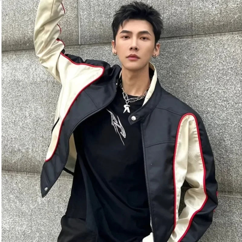 American Style High Street Color Block Jacket Trendy Loose Fit Casual Clothing For Men Women Spring Autumn 240829