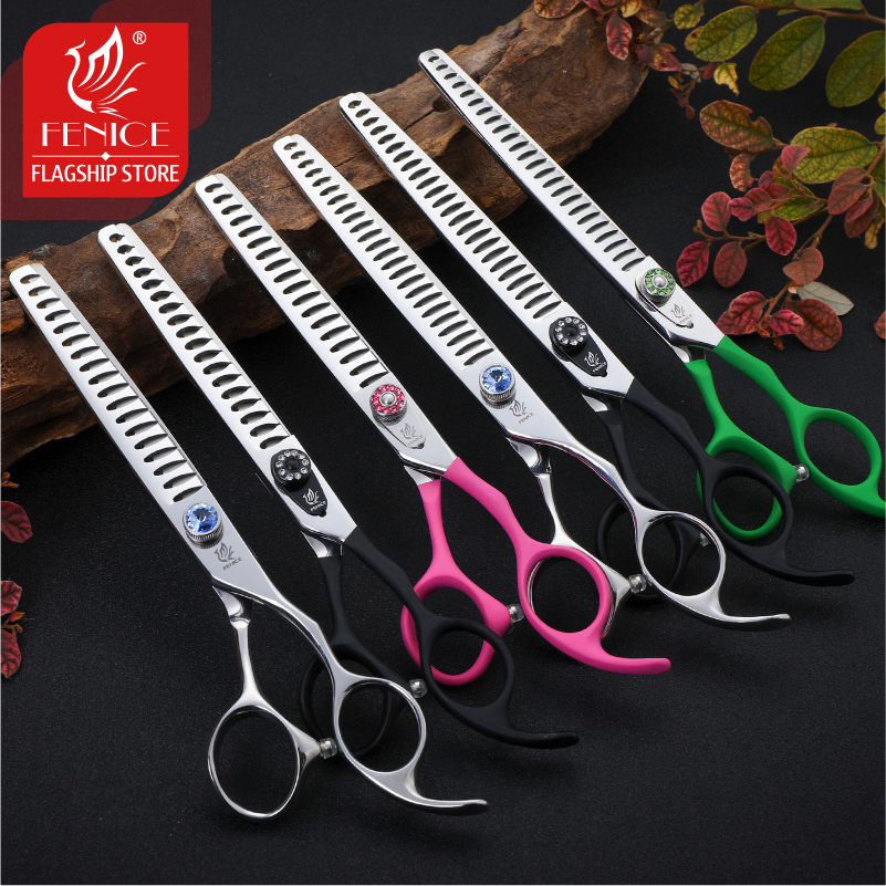 Fenice Pet Scissors 7/7.5/8 inch Dog Grooming Chunker Shark Scissors Trimming Thinning Shears Thinning Rate about 75%
