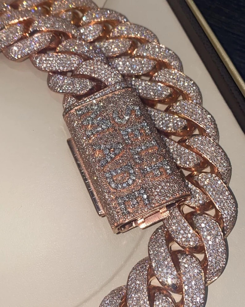 20 MM VVS Moissanite Dia Thick Cuban Link Chain Sterling Sier 24 Inches Necklace Men-Iced Hip Hop Weddings Parties