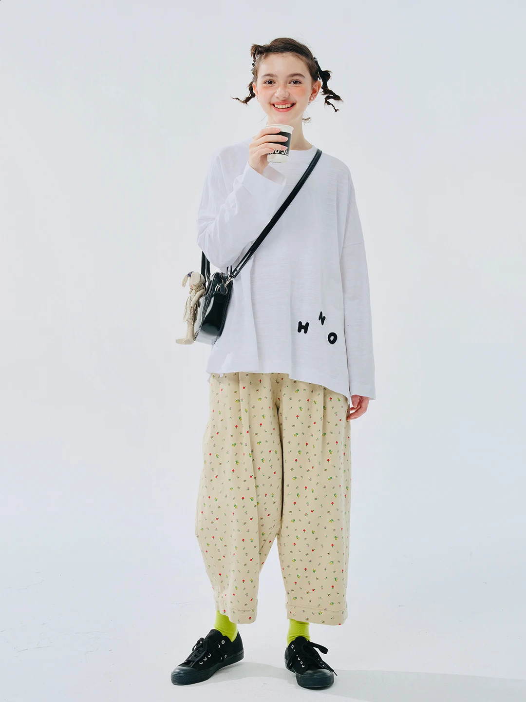 Imakokoni Spring Cotton Printed Cowboy Karot Womens Wide Leg Pants 244504 240827