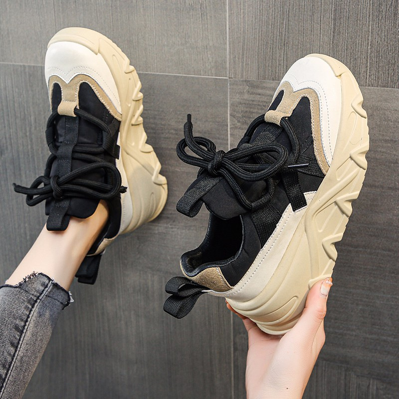 2023 Women Sneakers Autumn New Wedge Platform Vulcanized Shoes Fashion Lace Up Casual Outdoor Running Shoes Zapatillas Mujer