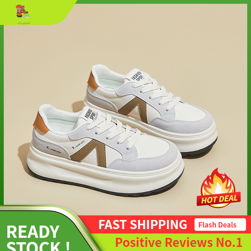 Ddmysports Autumn White New Korean Edition Ins Female Students Thick Soled Eight Increasing Sports Board Shoes Casual Street Photography XY OUTDOOR