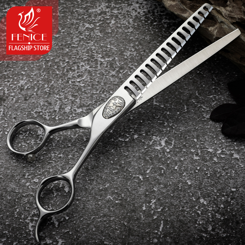 Fenice VG10 Steel 6.75 inch Professional Pet Scissors Dog Hairdressing Grooming Scissors Thinning Shears Thinning Rate about 70%