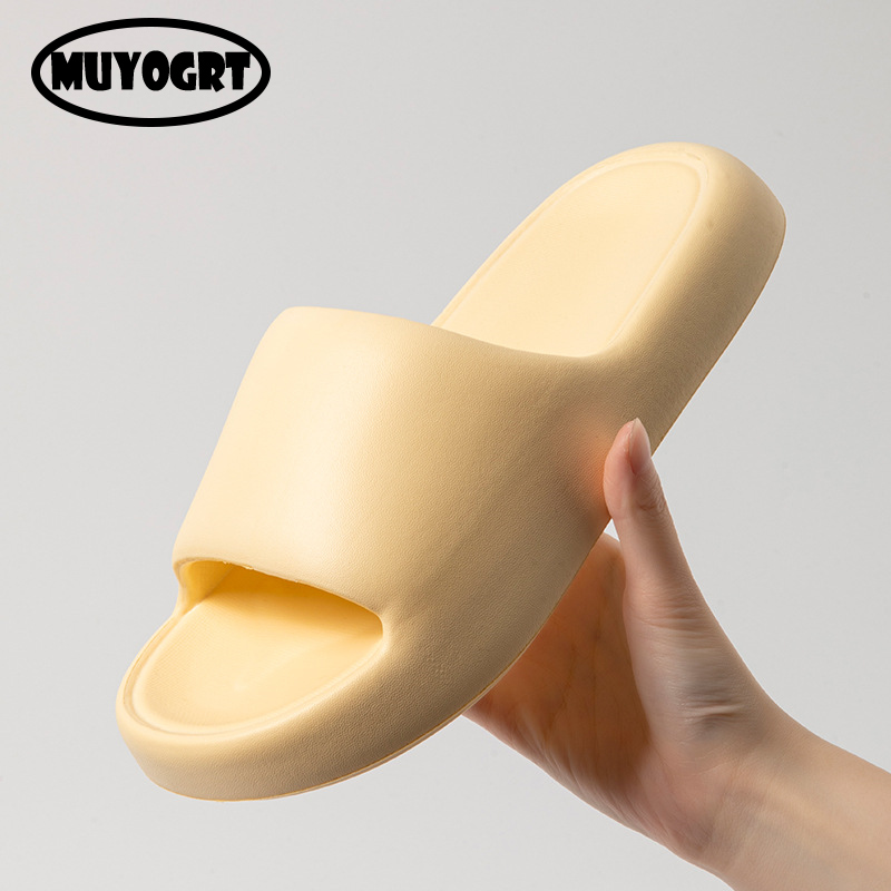 2cm Unisex Thick Sole Anti-Skid Silent Bathroom Solid Color Home Eva Indoor Soft Shoes Couple Women Men Slippers Slides b740