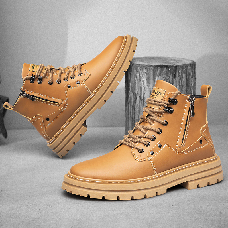 Brand Designer Elevated Personalized Genuine Leather Men's Outdoor Work Wear Boots Winter High Top Shoes 989a