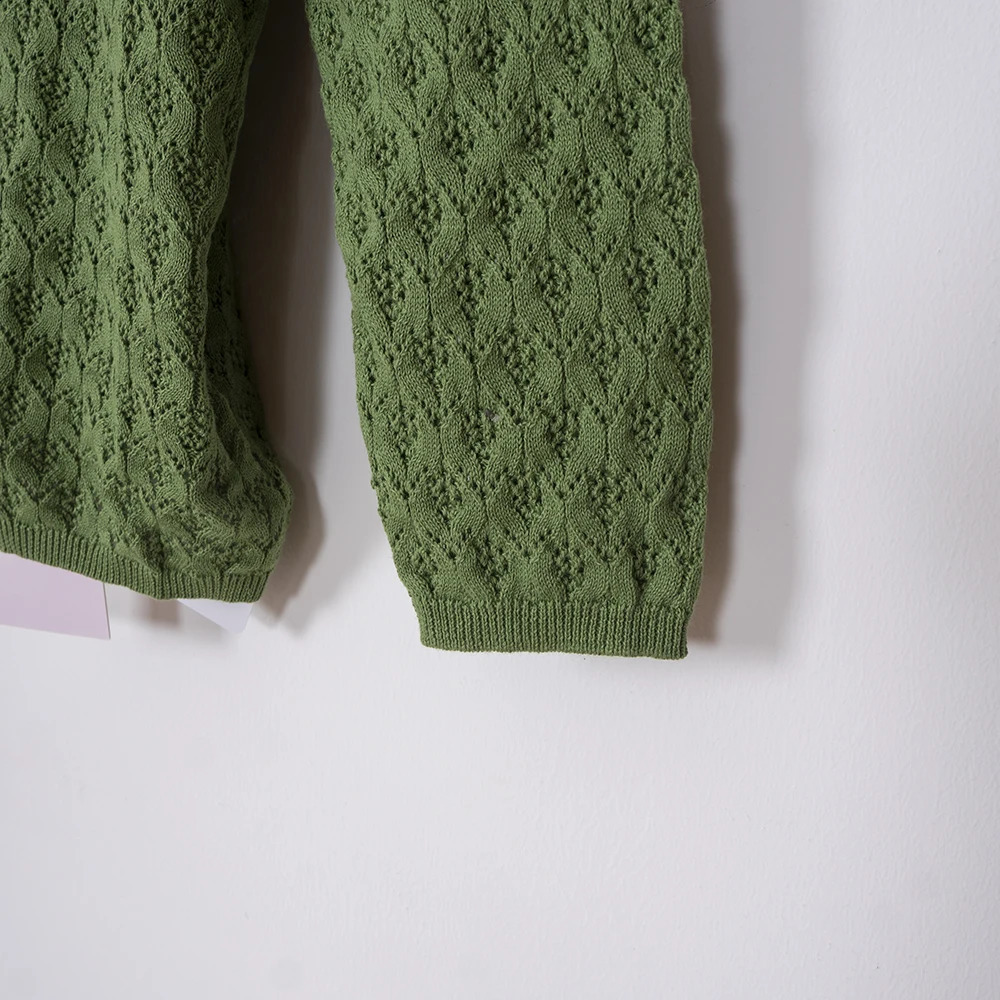 ZESSAM Solid Color Jacquard Knit Cardigan Autumn ONeck Long Sleeve Button Hollow Out Female Sweater Casual Cozy Ladies Top 240827