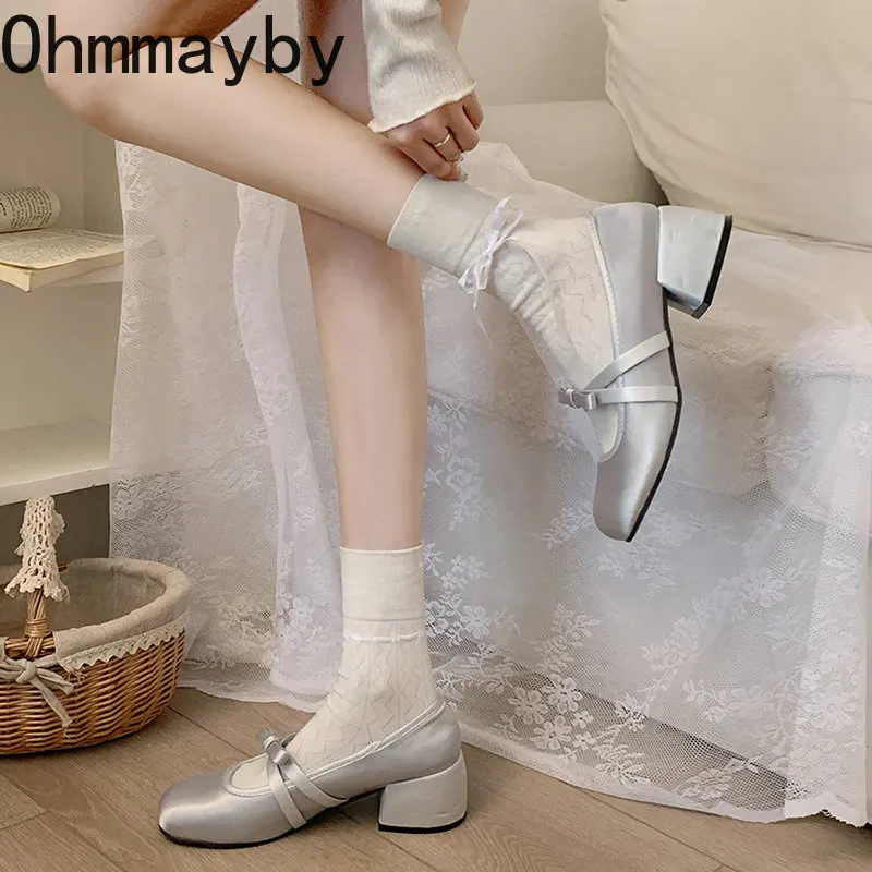 Designers 2024 Women Mary New Jane Shoes Fashion Shallow Slip On Thick Heel Ladies Outdoor Dress Elegant Gladiator Pumps eeff
