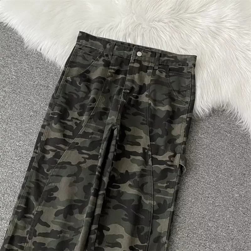 SummerAutumn Camouflage Work Jeans Womens Loose Straight Leg Wide Casual Pants American Style Fashion 240830