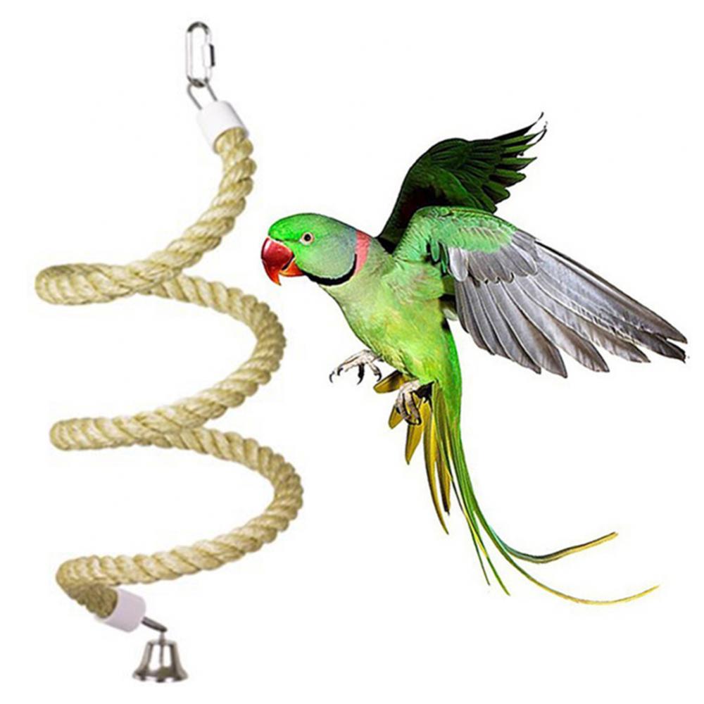 Bird Toy Spiral Cotton Rope Chewing Bar Parrot Swing Climbing Standing Toys Chewing Bar Cage Hanging Swing Toy Bird Supplies
