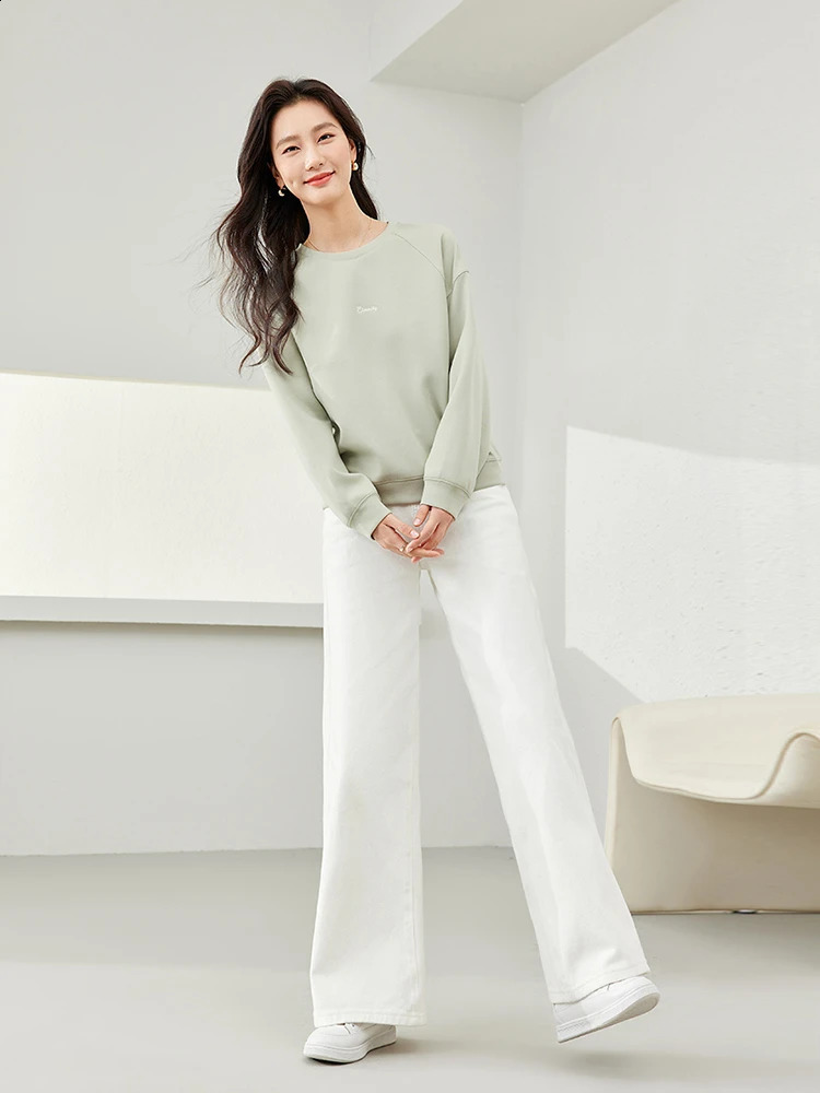 Vimly Womens Sportswear Spring Oneck Letter Embroidered Long Sleeve Top Casual Zipper Clothing M6556 240827