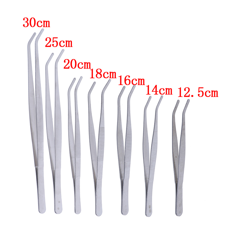 12.5/14cm/16cm/18cm/20cm/25cm/30cm Elbow Tweezers Anti-static Hand Tool Clear Clip Tool Stainless Steel Aquarium Cleaning Tool