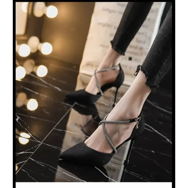 New 2022 fashion summer Sexy Stiletto High Heels New pumps Ladies Pointed Toe Shallow Party Shoe for wedding women black shoes d648