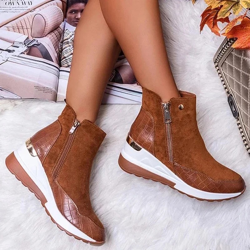 Autumn Boot 2022 Winter High Top Vulcanize Women Platfrom Wedges Zipper Chunky Sneakers Female Shoes Plus Size 0f72