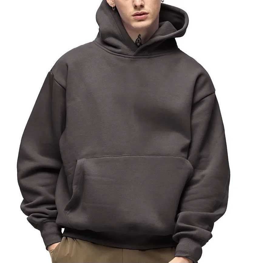 500GSM heavy-duty fashionable mens hoodie new autumn and winter casual thick cotton mens solid color hoodie mens sports shirt M240830
