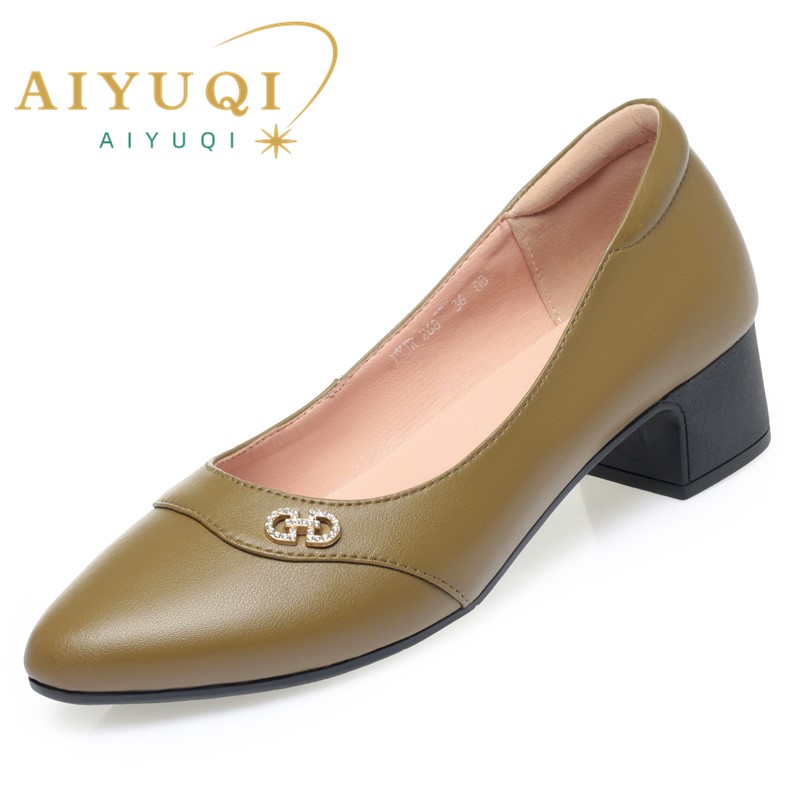 AIYUQI Women's Dress Shoes Spring 2024 New Genuine Leather Women's Office Shoes Large Size Ladies Shoes