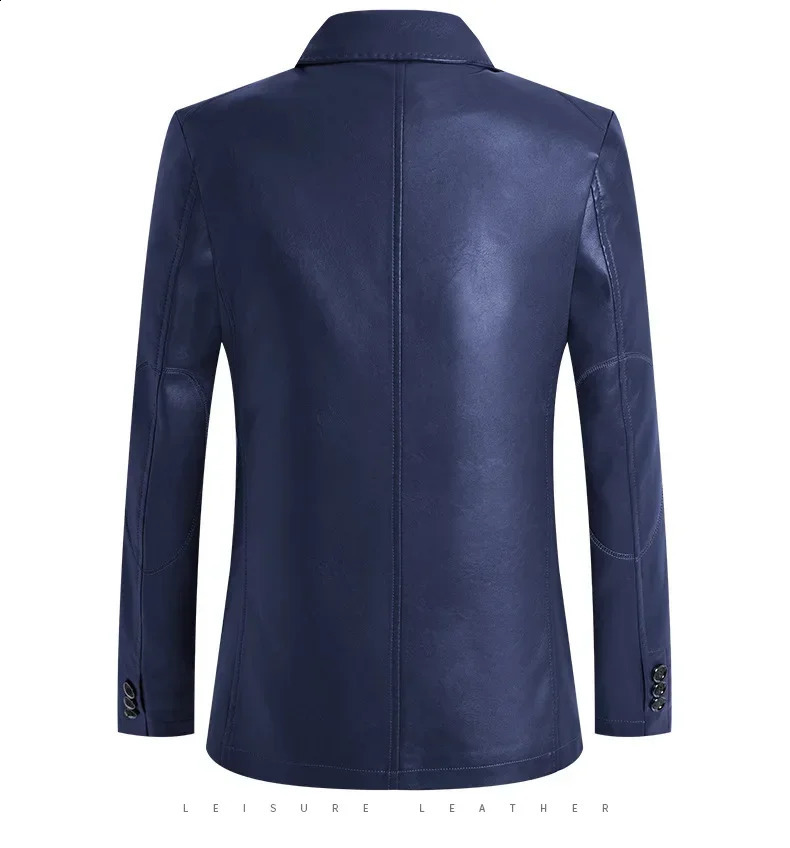 2024 Mens Leather Jacket Spring Autumn Solid Color Slim Fit Blazer Jackets Man Causal Waterproof Coat Oversized M7XL 240826