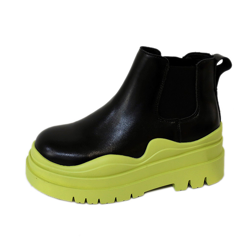 Fashion Women Black White Chelsea Boots 2021 Autumn Punk Gothic Shoes Ankle Sock Boots High Platform Fashion Short Boots Green87