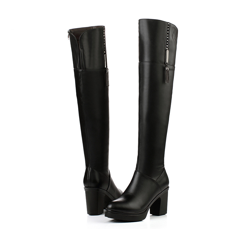AIYUQI Over The Knee Boots Women 2024 New Genuine Leather Women Platform Boots Fur Fashion Women Motorcycle Boots