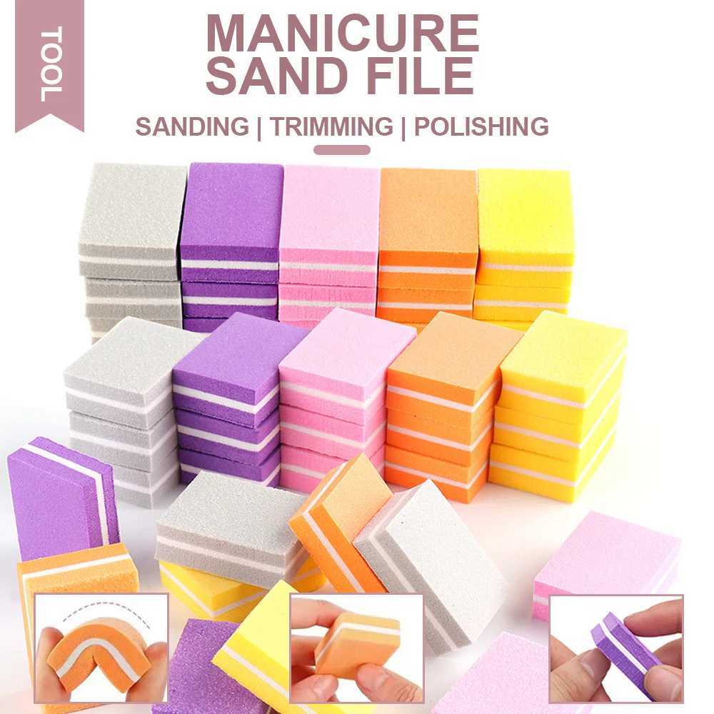 Limegirl 10/25/50 double-sided mini nail file block color sponge nail polish buffer strip hand tool W240829