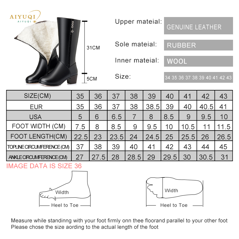 AIYUQI Women winter boots 2024 genuine leather female motorcycle boots big size warm wool boots women Police boots