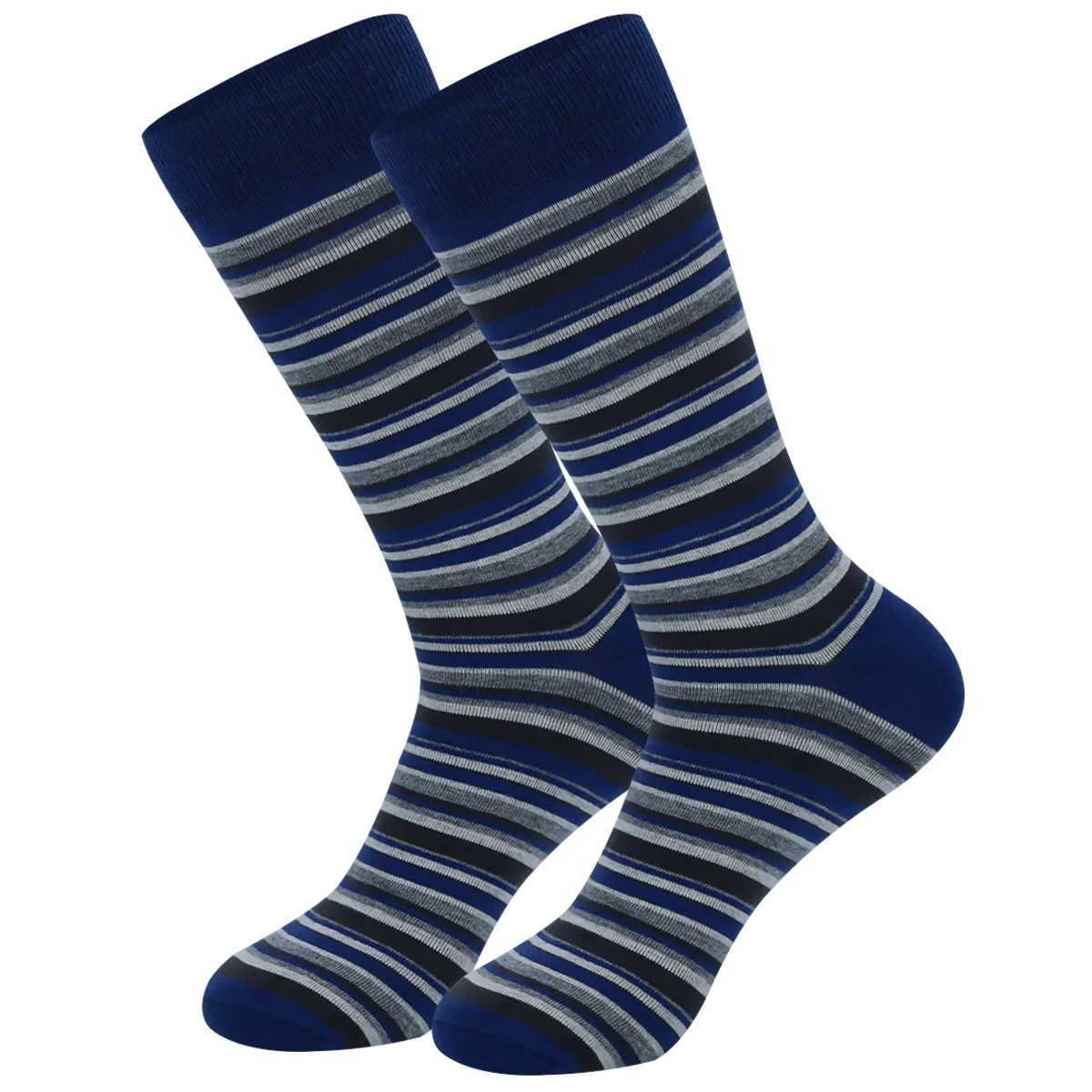Men's Socks 5 Pairs Mens Dress Socks stripe Plus SizeHigh Quality Combed Cotton Crew SocksBlack Cool Breathable Casual Socks for men Y240830U3SP