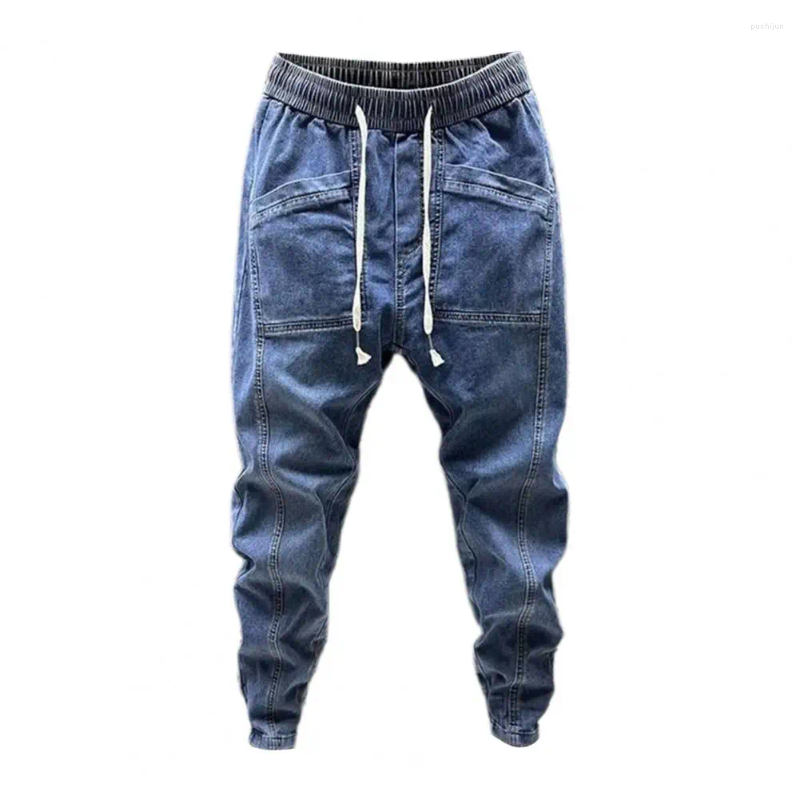 2025 S Fashion Designer Men S Jeans Design Denim Pants Elastic Drawstring Waist Cargo With Pockets Casual Spring Autumn Harem Trousers In Solid