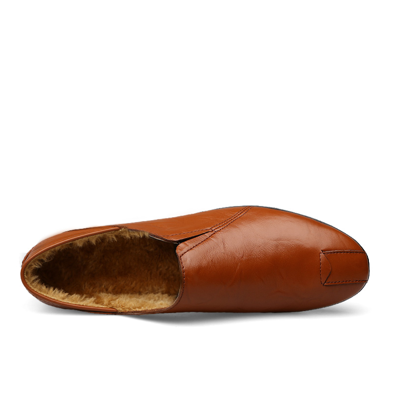 Lightweight Loafers Warm with Fur Mens Moccasin Shoes Winter Men Flats Breathable Casual Slip-on Comfortable Plus Size Footwear