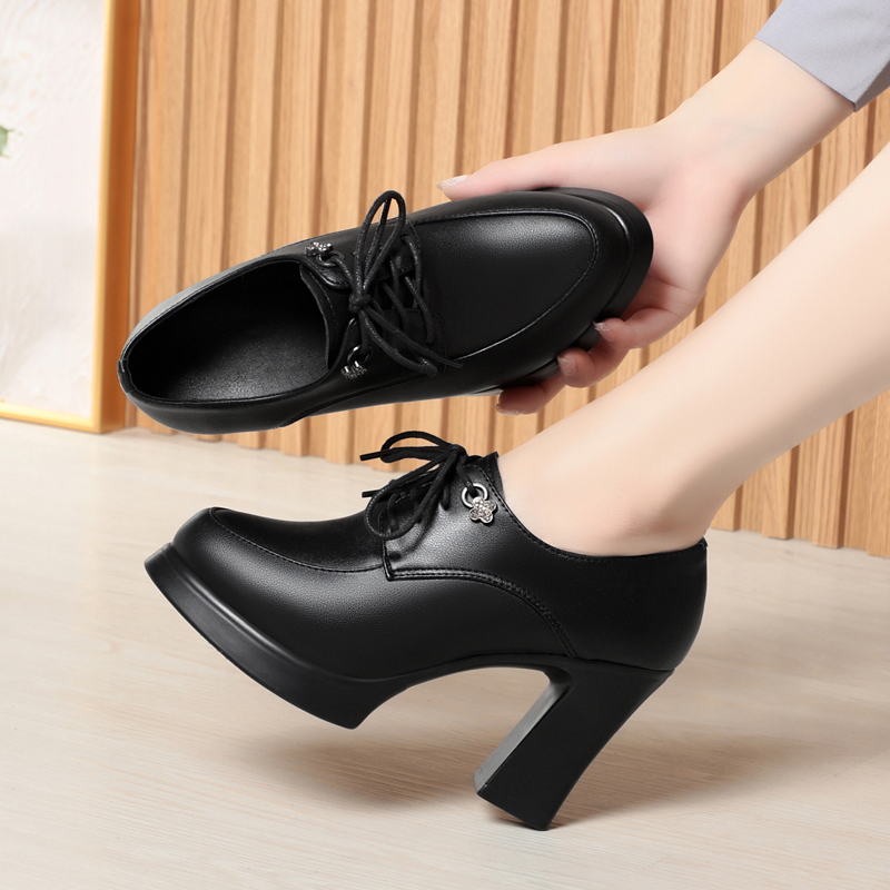 AIYUQI Women's High Heels Platform 2024 New Spring Women Dress Shoes Fashion Lace-up Women's Office Shoes
