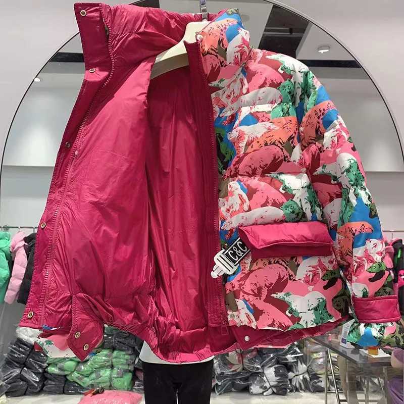 Women's Down Parkas Womens 2023 Winter New Thick White Duck Down Jacket Womens Warm Printed Down Jacket Loose Womens Parkes Coat Y240824UBZA
