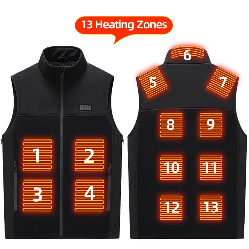 Fleece Heated Vest Men Usb Rechargeable Electric Self Heating Vest Women Warming Heated Jacket Outdoor Hunting Heating Clothing 240829