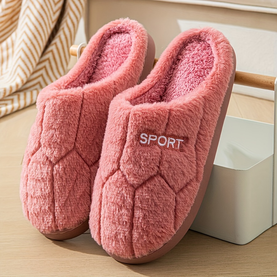 Cozy Plush Slippers - Warm, Comfortable Indoor Shoes for Men & Women, Solid Color, Non-Slip TPR Sole
