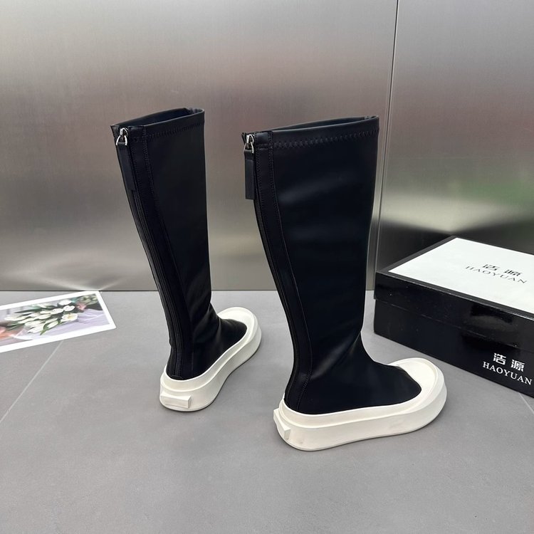 Ladies Women Ankle Shoes Slip On Mid Calf Boots Platform Soft PU Leather Long Boot Footwear Woman Fashion Spring Winter 15f3