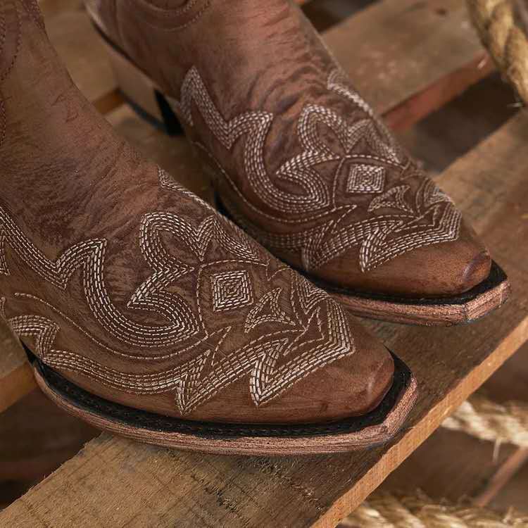 Embroidery botas mujer Faux Leather Cowboy Ankle for Women Wedge High Heel Snake Print Western Cowgirl Boots