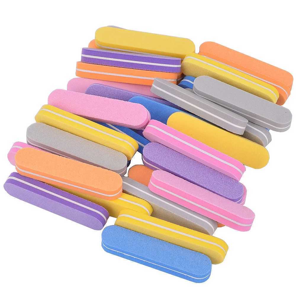 10/20 pieces of colored sponge buffer nail file grit double-sided polishing foam nail buffer DIY nail art salon processing tools W240829