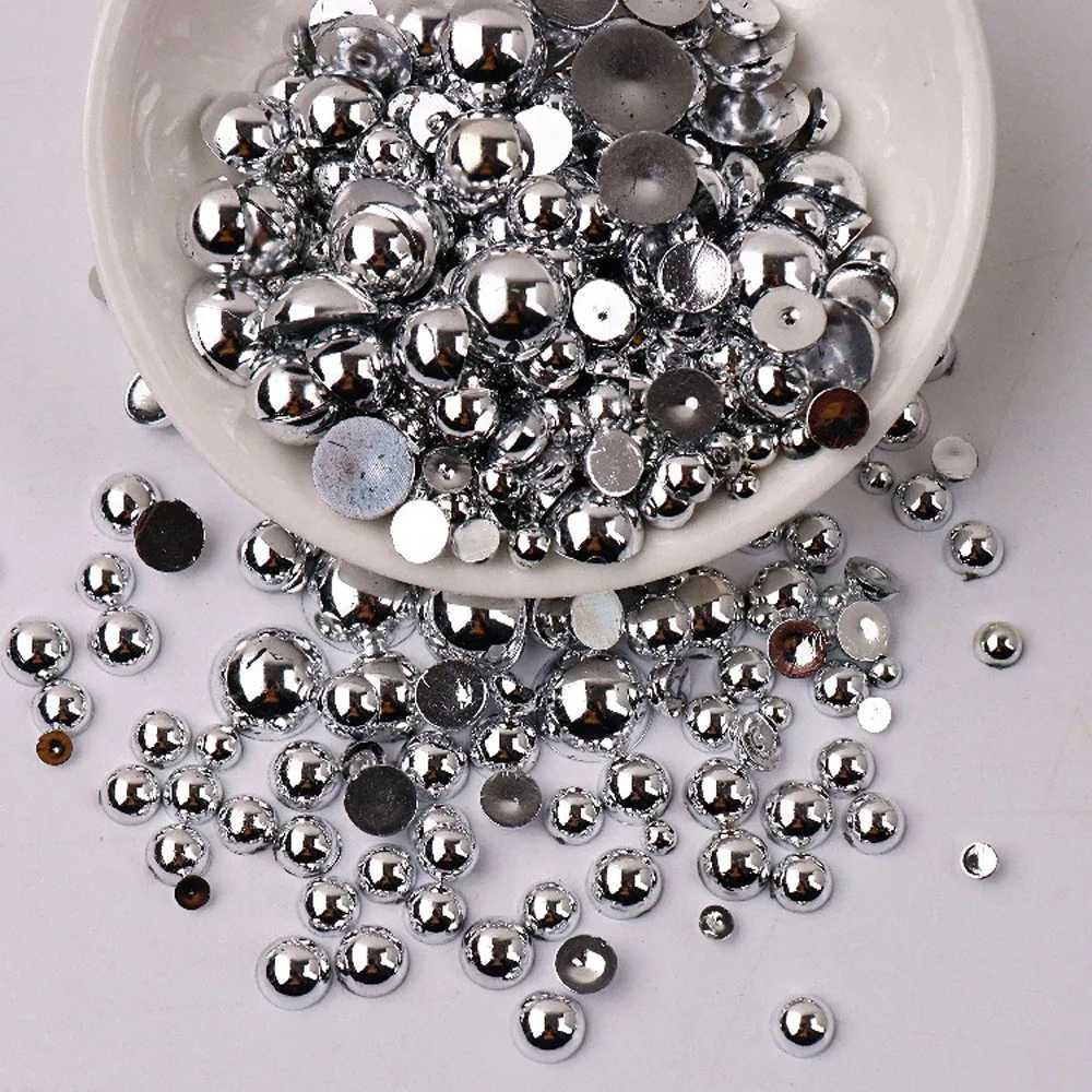 240pcs/bag color semi-circular flat back pearl accessories mixed size (3-10mm) for nail art decoration ABS imitation pearl beads W240829