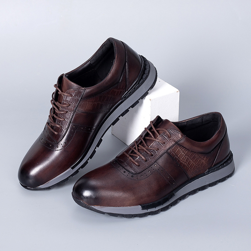 Men's Casual Shoes Lace Up Genuine Leather Men's Oxfords Outdoor Men Shoes Non-slip Men's Sneakers Zapatillas Hombre