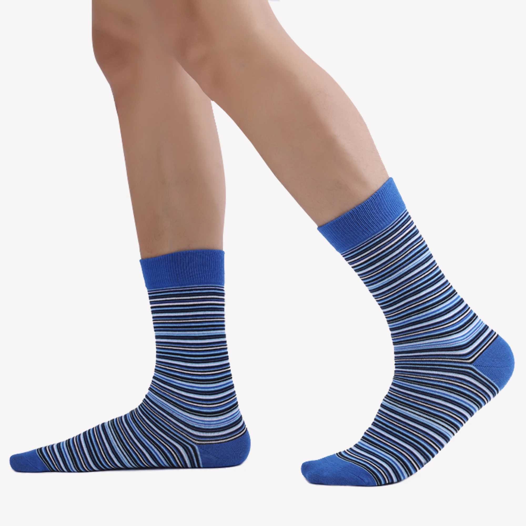 Men's Socks 5 Pairs Mens Fun Dress Socks Pattern Funny Socks Pack Colorful Striped Combed Cotton Novelty Socks Plus Size Males Dress Sock Y240830