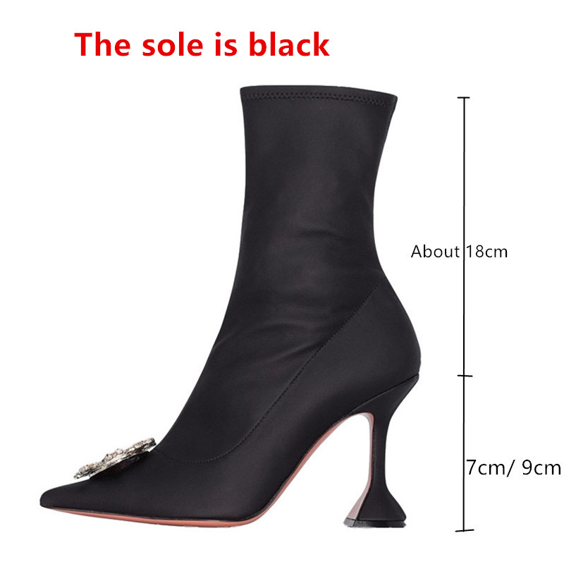 Lycra 2023 Stretch Women Ankle boots Autumn Winter Comfortable triangle Heeled Office Lady Shoes High heels Sock Boots 34-42 33bb