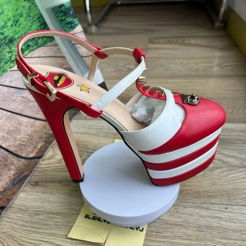 dh5367242 Sexy Brand Rivet 16cm Heel Sandals Platform Party Wedding Ball T-stage Women High Quality Large 43summer Female Shoes 29a1 84b5