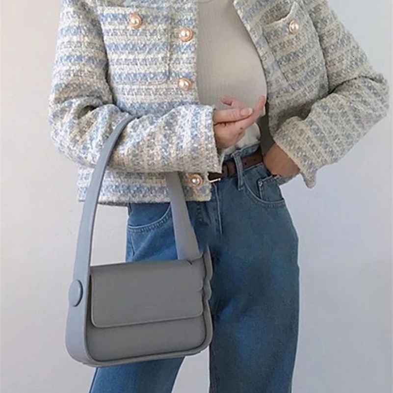 ITOOLIN Autumn Winter Women Elegant Tweed Cardigan Short Coat With Pocket Single Breasted Jacket For Women Loose Outwear 240829