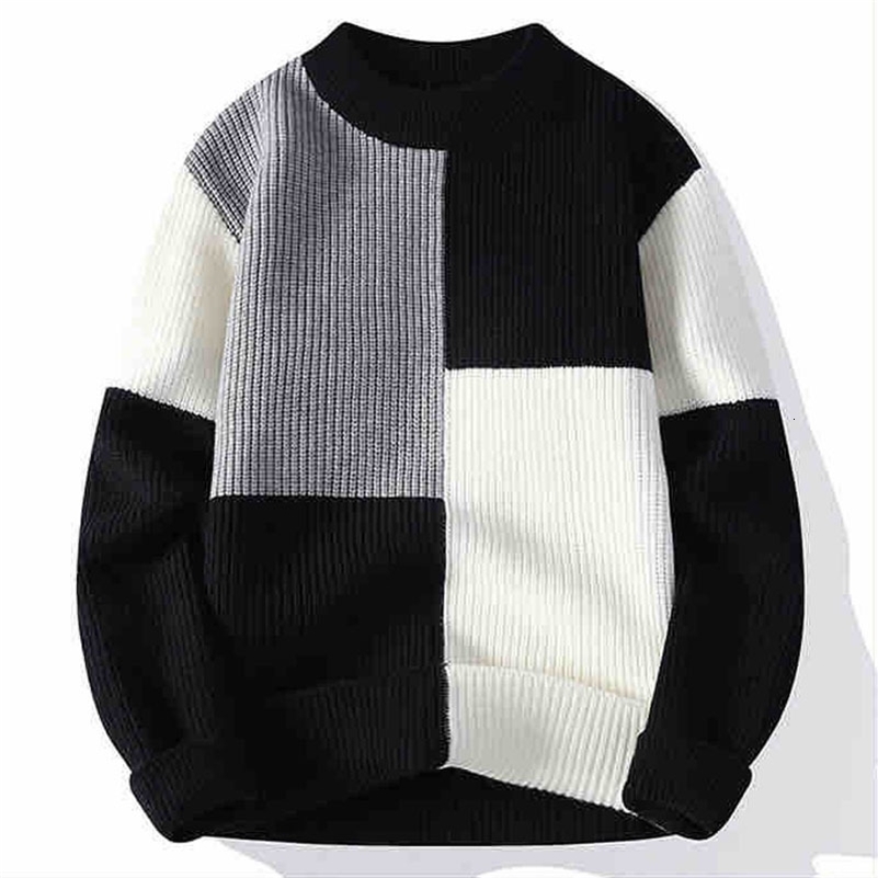 autumn and winter plush thick contrast round neck fashionable and stylish loose and handsome long sleeved sweater 240829