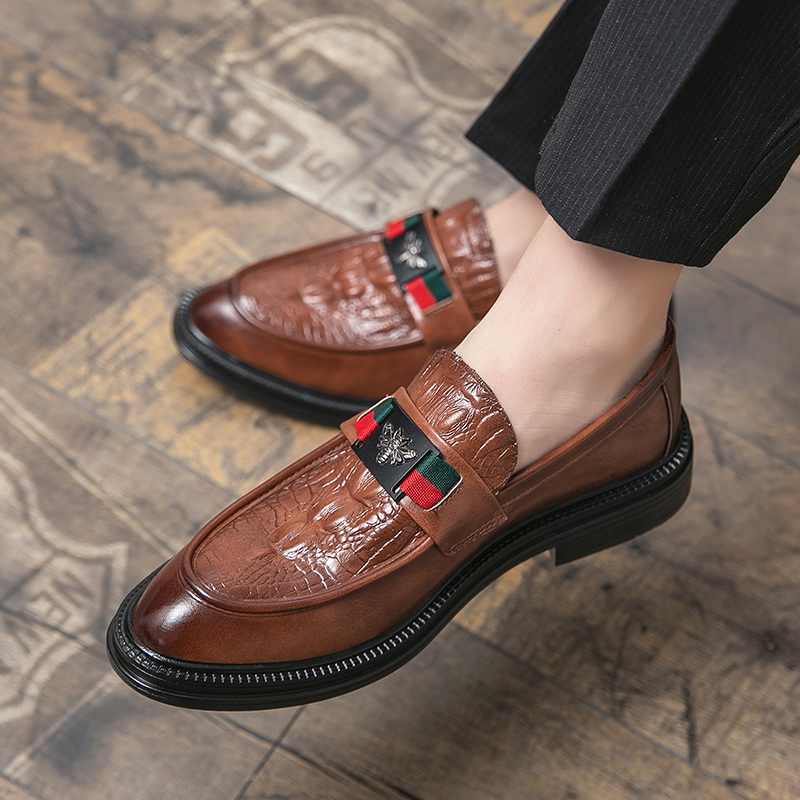 Leather Crocodile Brand Men Casual Office Designer Brown Black Formal Loafers Men's Moccasins Italian Wedding Dress Shoes a6db 's